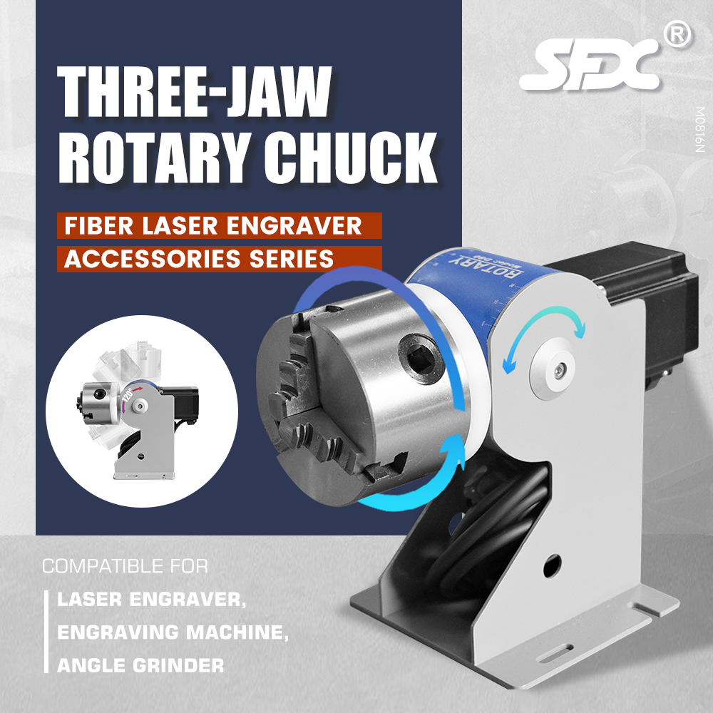 SFX D69 D80 D100 D125 Three-Jaw Rotary Chuck Rotary Axis for Fiber Laser Marking Machine